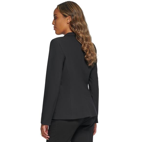 Calvin Klein One-Button Blazer Jacket Black NWT Petite Size 4P - Picture 2 of 12